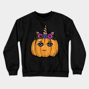 Cute Halloween Pumpkin Unicorn Crewneck Sweatshirt